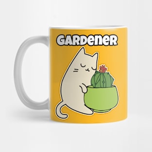 Dwarf chin Cacti hugging Cat Gardener Sticker Mug